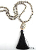 Boho Necklace, RH Rose Quart Amazonite, Oval Tassel Pink Natural Stone